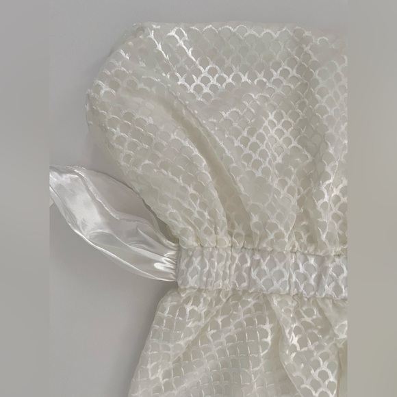 RAMY BROOK Tamar One Shoulder Textured Blouse Ivory scale Satin Ribbon - Picture 5 of 14